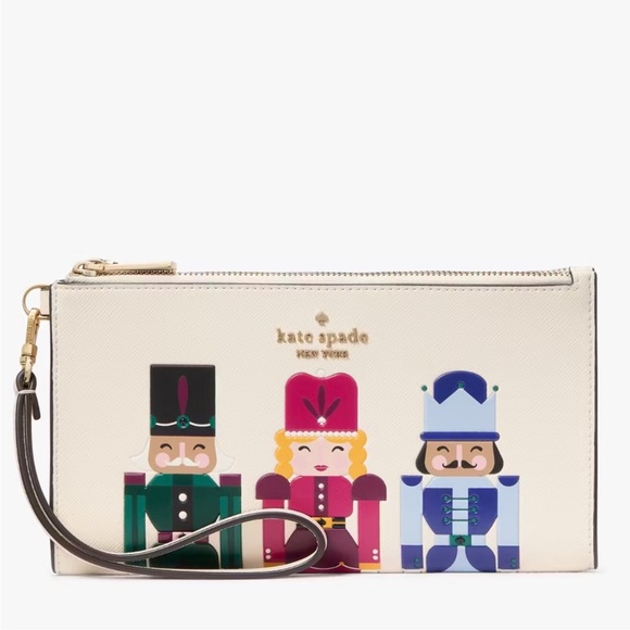 ♠️kate spade Oh What Fun Nutcracker Double Zip Wristlet, Meringue Multi NWT - Picture 1 of 12